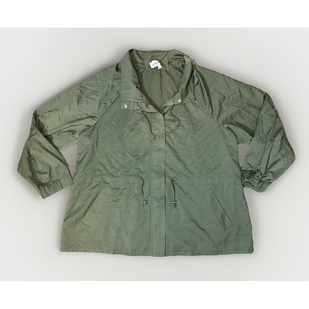 Elizabeth & James Utility Army Olive Green Lightweight Full Zip Jacket Women XL